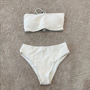 Cream Textured Bikini Set